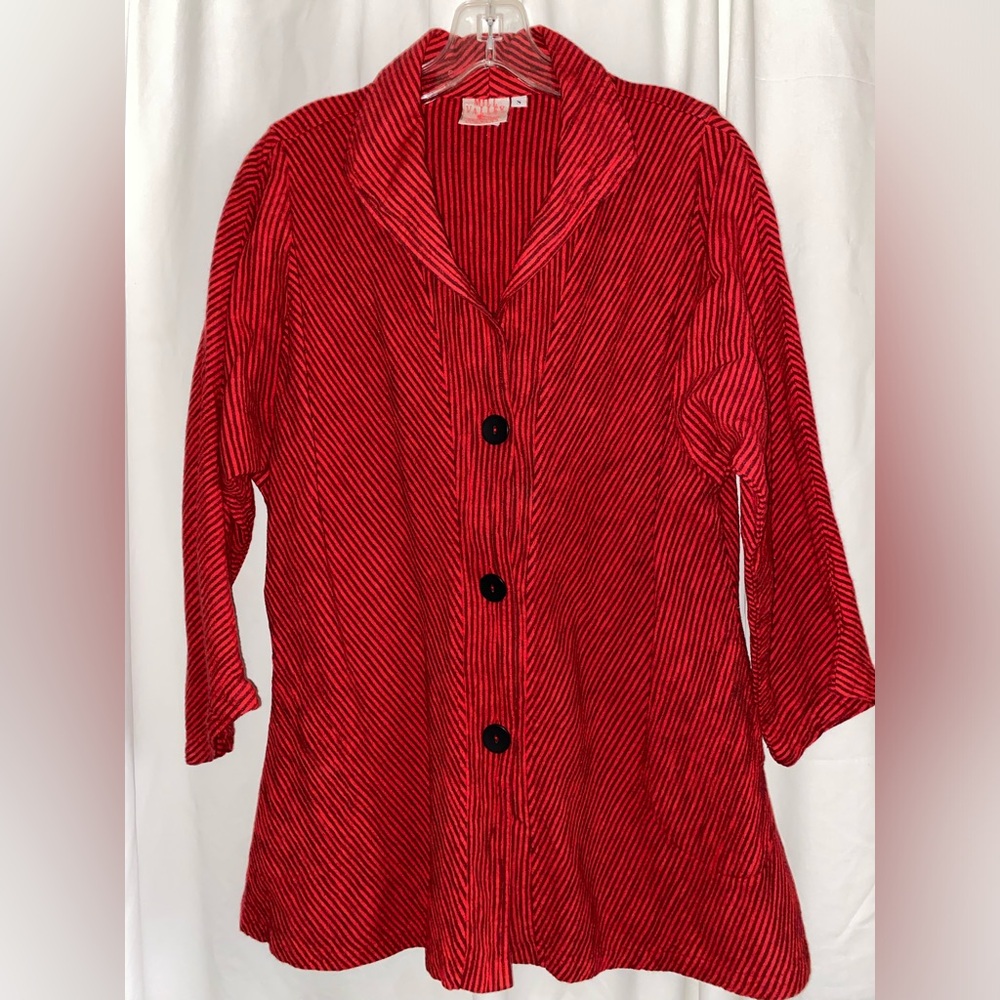 Mill Valley Clothing Company Vtg 3/4 Sleeve Button Red Swing Sailor Shirt Sz S